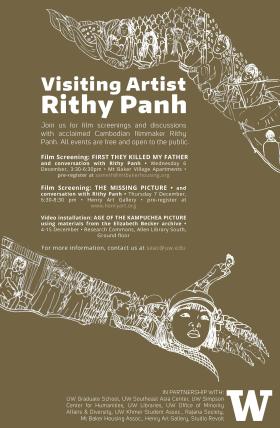 Poster for Visiting Artist Rithy Pan, advertising events in December 2018