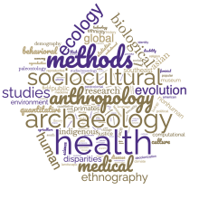 A word cloud of our faculty's specific fields of research.