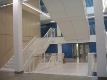 Denny Hall central stairwell as seen from the second floor entrance