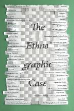 Book cover, white strips of paper braided horizontally and vertically with chapter titles and authors