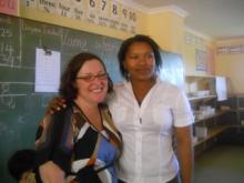 Clarissa Surek-Clark (right), with her former student Mpumelelo Ntshangase