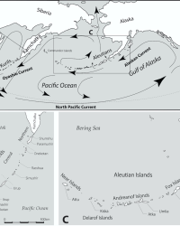 Black and white map of the North Pacific Rim