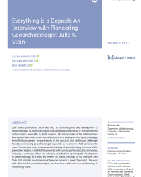 Everything is a Deposit: An interview with pioneering geoarchaeologist Julie K. Stein. title page