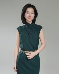 Dark Green Dress in Grey Background
