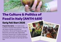 Purple background flyer with info regarding a study abroad program