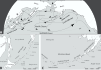 Black and white map of the North Pacific Rim