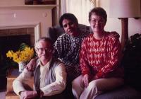 Jim Green (L) with wife Carol (R) and student and collaborator Huma Haque (C)