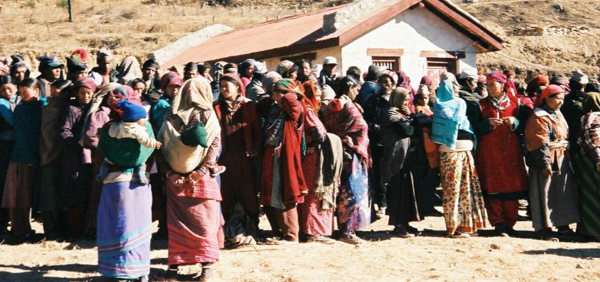 People in line at a &quot;health camp&quot; in Nepal