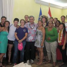 UW students meeting with Mr. Oscar Temaru (center), president of French Polynesia